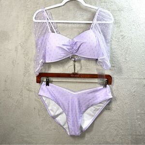 GabiFresh X Swimsuits for All Strapless Lavender Bikini Top Sz 12 D/DD Bottom 14